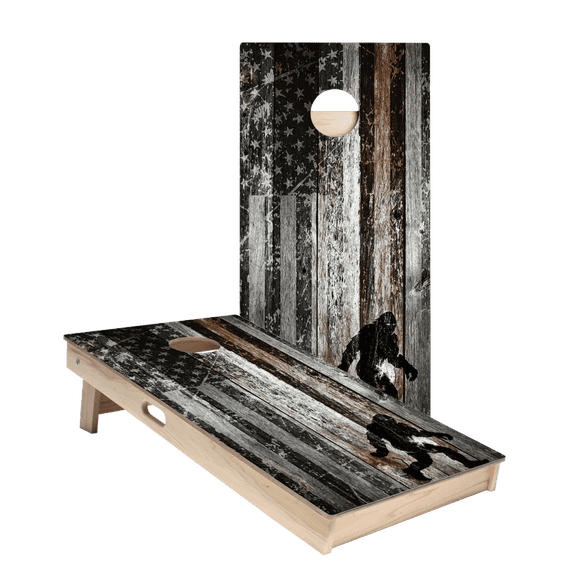 Skip's Garage | Rustic USA Flag Sasquatch Cornhole Boards
