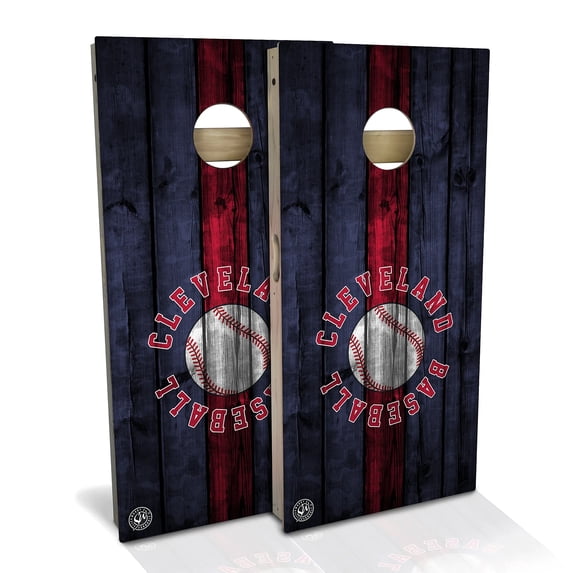 Skip's Garage | Cleveland Baseball Cornhole Board Set | Includes (2) Boards, (8) Bags & Optional Accessories