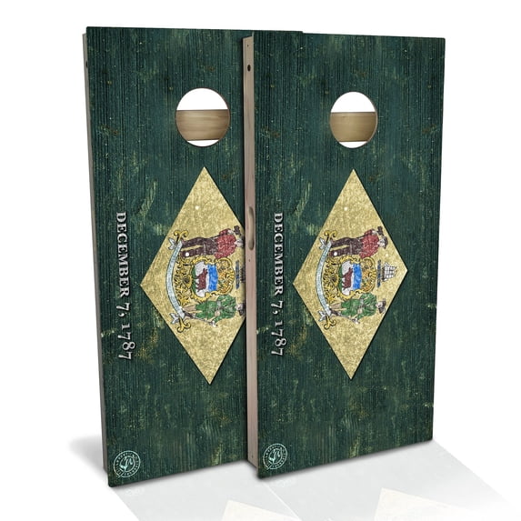Skip's Garage | Delaware Flag Cornhole Board Set | Includes Boards & Bags | Choose Your Size & Accessories