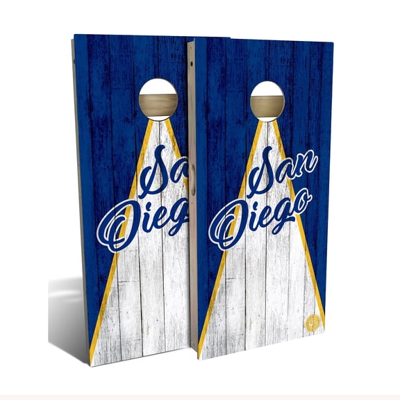 Skip's Garage | San Diego Triangle Baseball Cornhole Board Set | Includes (2) Boards, (8) Bags & Optional Accessories