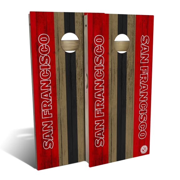 Skip's Garage | San Fran Football Cornhole Board Set | Includes (2) Boards, (8) Bags & Optional Accessories
