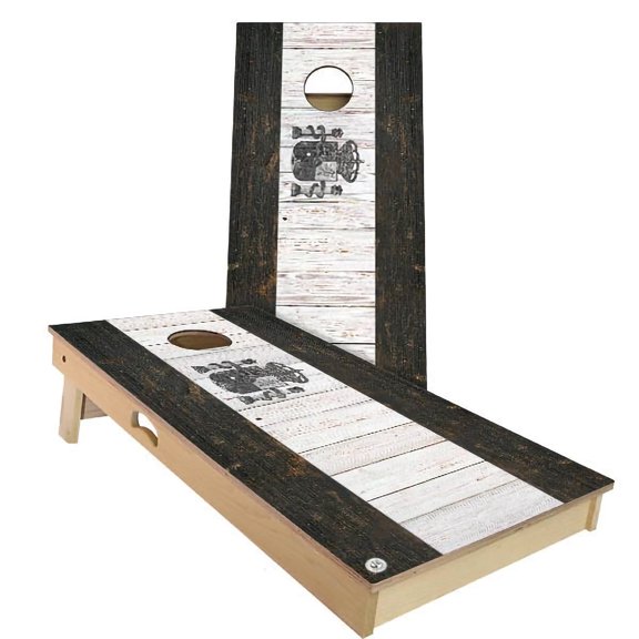 Skip's Garage | Spain Flag Rustic Cornhole Board Set | Includes (2) Boards, (8) Bags & Optional Accessories