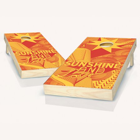 Skip's Garage Sunshine and Love Solid Wood Cornhole Board Set