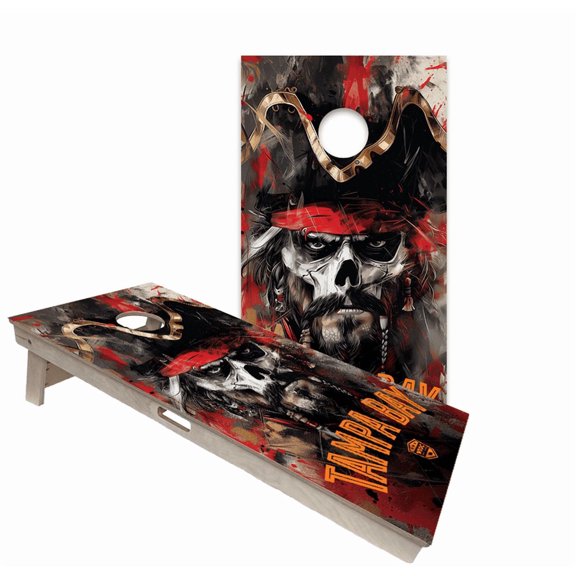 Skip's Garage | Tampa Bay 2x4 Cornhole Board Set | Includes (2) Boards & (8) Bags | Backyard | NO Accessories