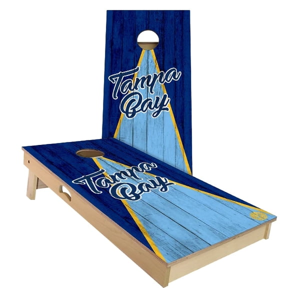 Skip's Garage | Tampa Bay Triangle Baseball Cornhole Board Set | Includes (2) Boards, (8) Bags & Optional Accessories