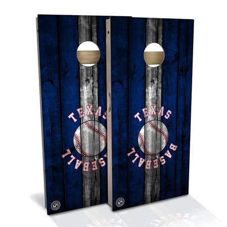 Skip's Garage Texas Baseball Outdoor Cornhole Board Set Include Case + Hole Lights Backyard 2x4