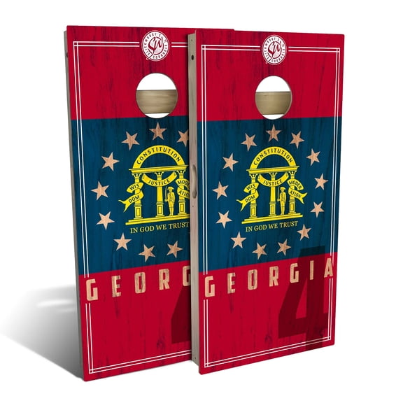 Skip's Garage | Georgia State Flag 2.0 Backyard 2x4 Cornhole Board Set (24" x 48") | Includes (8) Bags + Various Accessory Options