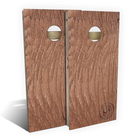 Skip's Garage Walnut Outdoor Cornhole Board Set Include Hole Lights Backyard 2x4