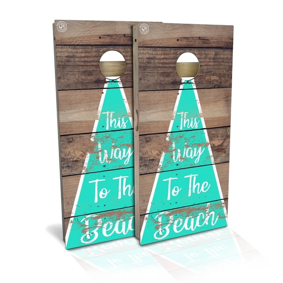 Skip's Garage | Way To The Beach Cornhole Board Set | Includes Boards & Bags | Choose Your Size & Accessories