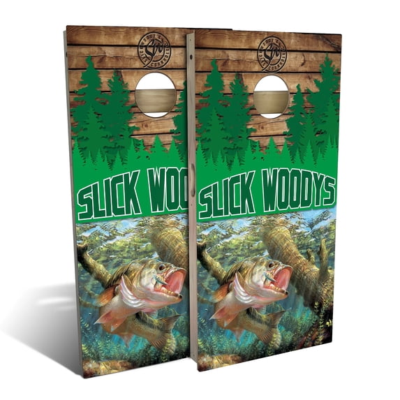 Skip's Garage | Fishing Trip Backyard 2x4 Cornhole Board Set (24" x 48") | Includes (8) Bags + Various Accessory Options