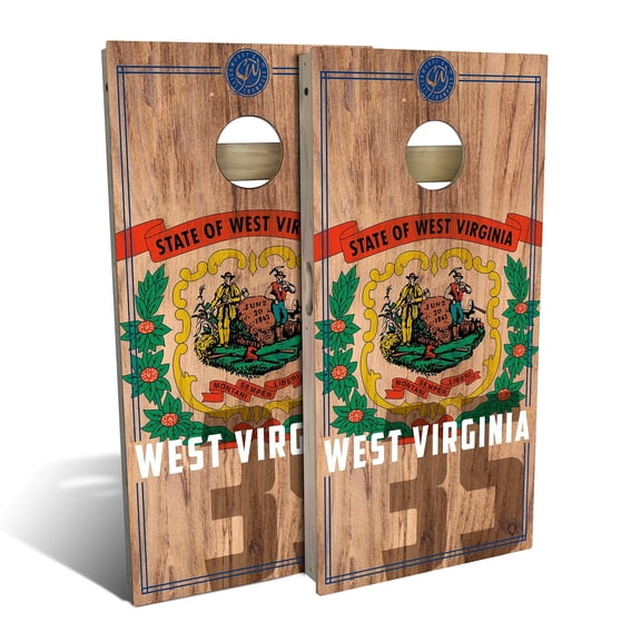 Skip's Garage | West Virginia State Flag 2.0 Cornhole Board Set | Includes Boards & Bags | Choose Your Size & Accessories