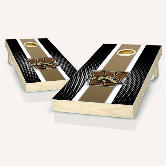 Skip's Garage Western Michigan Broncos Striped Outdoor Cornhole Board Set Include Hole Lights