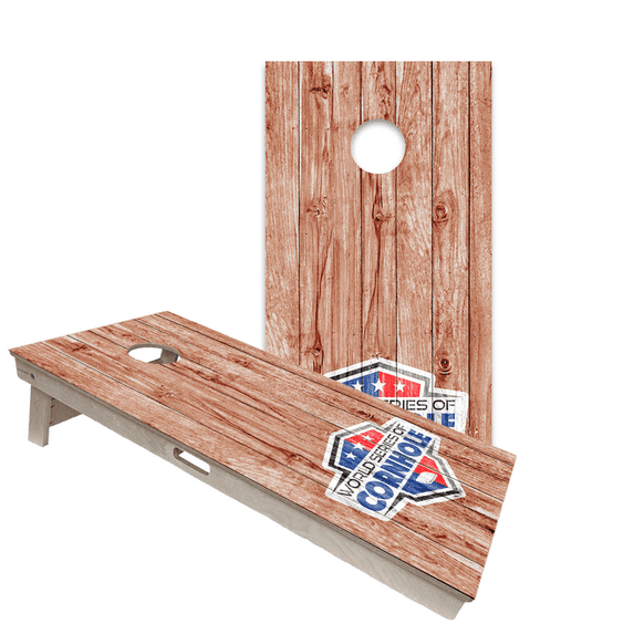 Skip's Garage | Wood Finish WSOC Plank Wood Premium 2x4 Cornhole Board Set (24" x 48") | Includes (8) Bags + Various Accessory Options