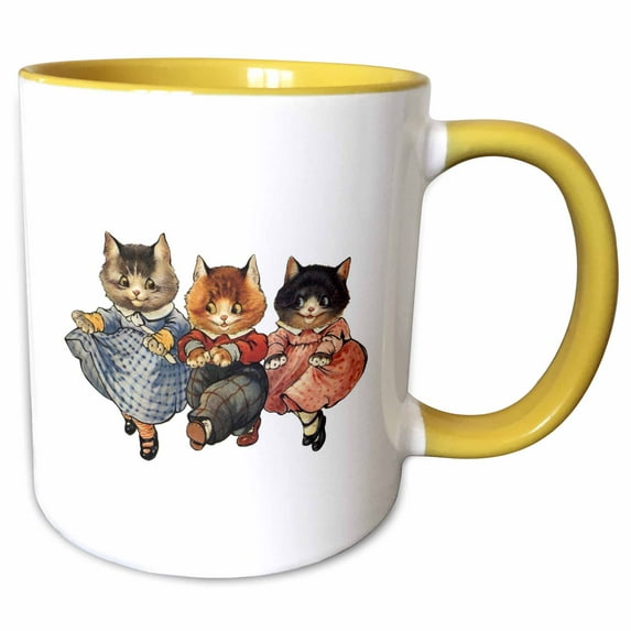 3drose, Skipping Kittens, 15oz Two-tone Yellow Mug