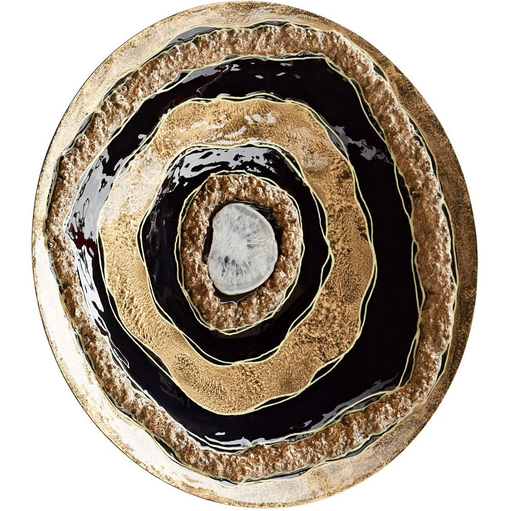 Gold and Black Iron Circular Wall Decor with Textured Center