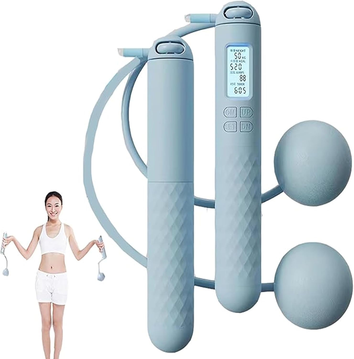 Jump Rope Adult Audasi Cordless Skipping Ropes 2 In 1 Weighted Ropeless Skipping Rope With Counter Smart Digital Gravity Ball Jump Rope With LCD Display Portable Skipping Rope Kids