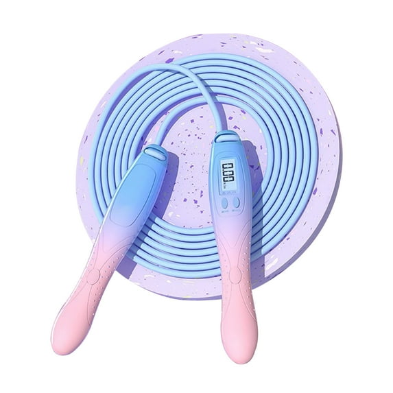 Skipping Rope Thickened Adjustable High Clarity Display Built-in Battery Independent Button Design Lose Weight ABS Training Exercise Counting Jump Rope Sporting Goods-Pink & Purple