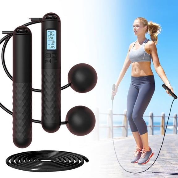 Skipping Rope with Counter (Gravity Ball with/without Rope), Cordless Jump Smart (Black)