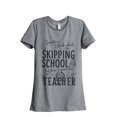 thumbnail image 1 of Skipping School But I'm The Teacher Women's Fashion Relaxed T-Shirt Tee Heather Grey 2X-Large, 1 of 3