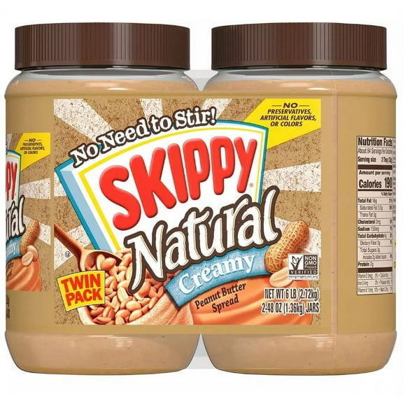 Skippy All Natural Peanut Butter, 2 pk./48 oz.