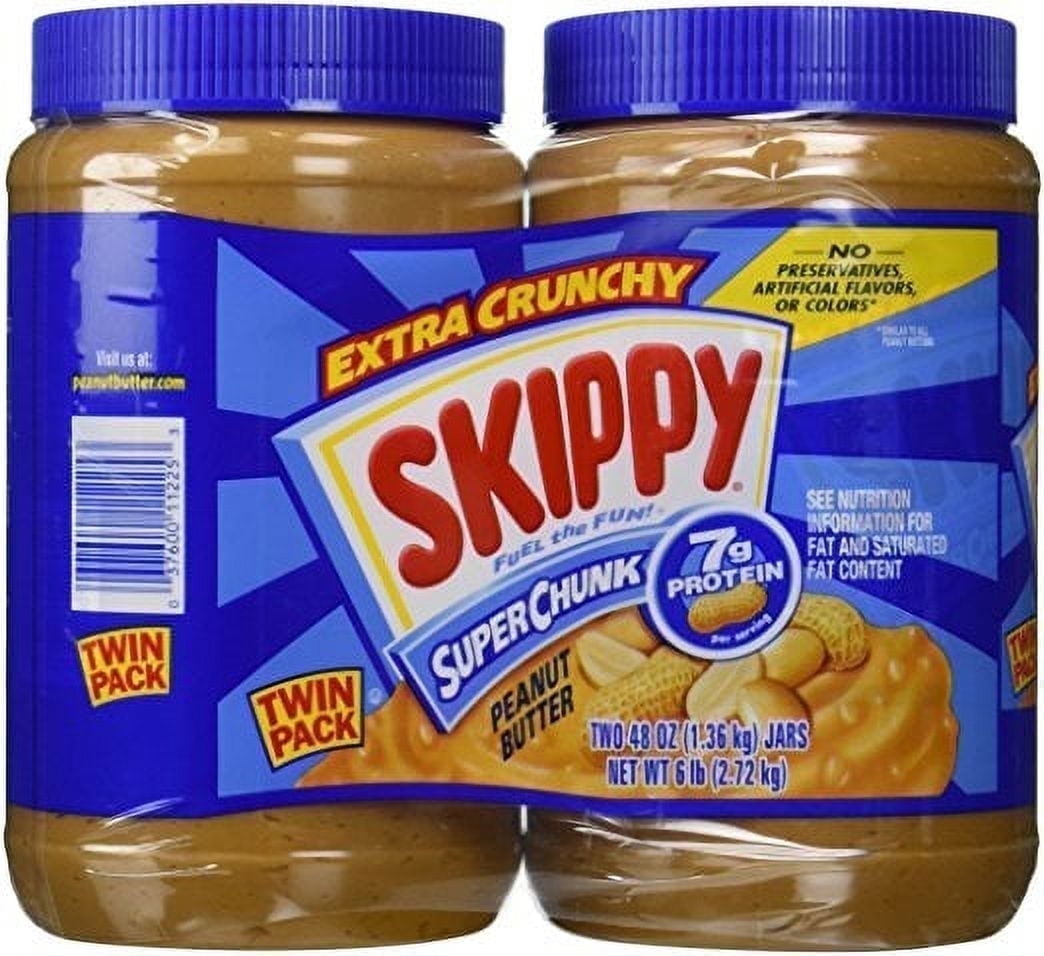 Skippy Extra Crunchy Peanut Butter Super Chunk Twin Pack of 48 Ounce Jars