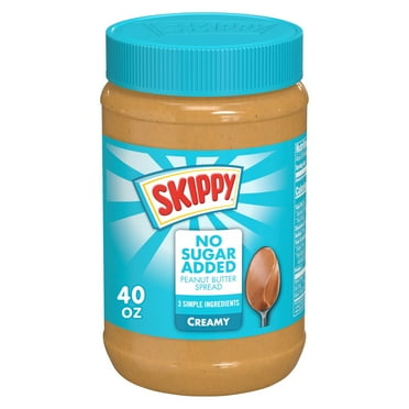 SKIPPY No Sugar Added Creamy peanut butter spread, Shelf-Stable, 40 oz Plastic Jar