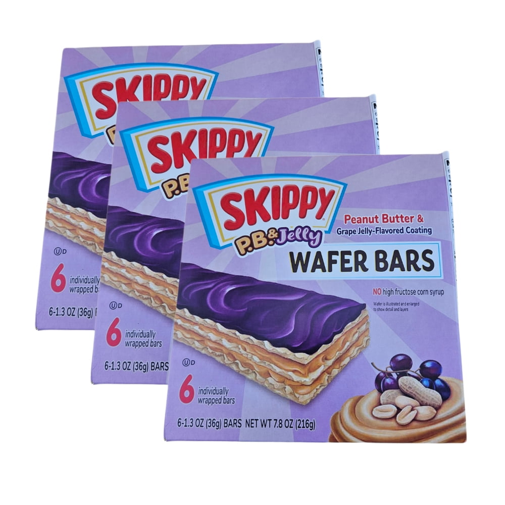 Skippy Peanut Butter & Grape Jelly Coated Wafer Bars 7.8 Oz Box (3 Pack)