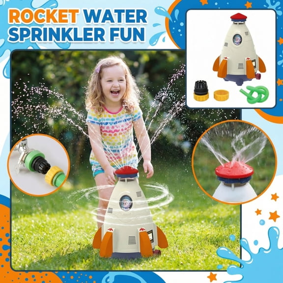 Skirfy Outdoor Water SprinklerToys,Summer Water Rocket Launcher ,Outdoor Sprinkler Toy Backyard Lawn Birthday Gift ,11.42*7.29inch,Khaki.