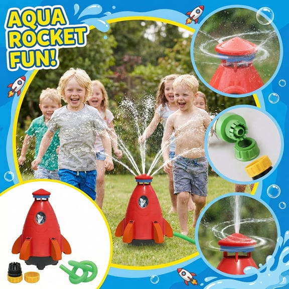 Skirfy Outdoor Water SprinklerToys,Summer Water Rocket Launcher ,Outdoor Sprinkler Toy Backyard Lawn Birthday Gift ,11.42*7.29inch,Red.