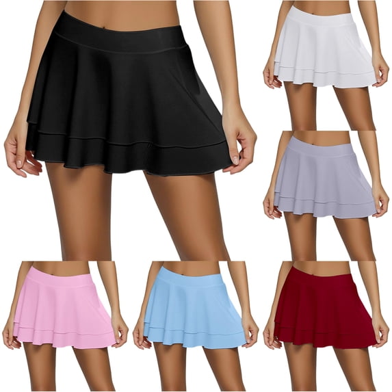 Skirt Comfort Pleated A Line for Daily Wear Summer Casual Women's Solid Color Skirt