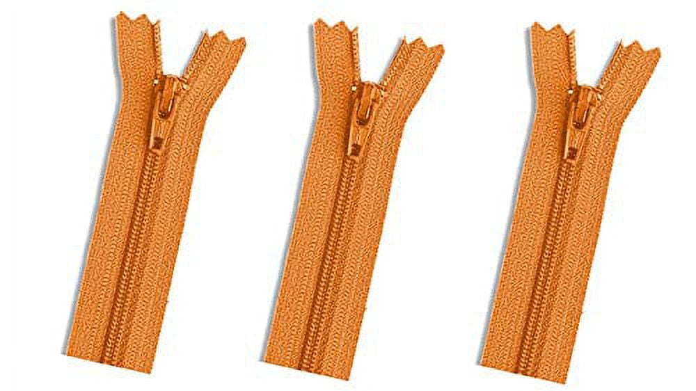 Skirt & Dress Nylon Coil Lightweight YKK Closed Bottom Zippers for Sewing Craft & Apparel - Choose Your Length - Orange Yellow #507 - Made in The United States (3 Zippers Per Pack) (9" Inches)