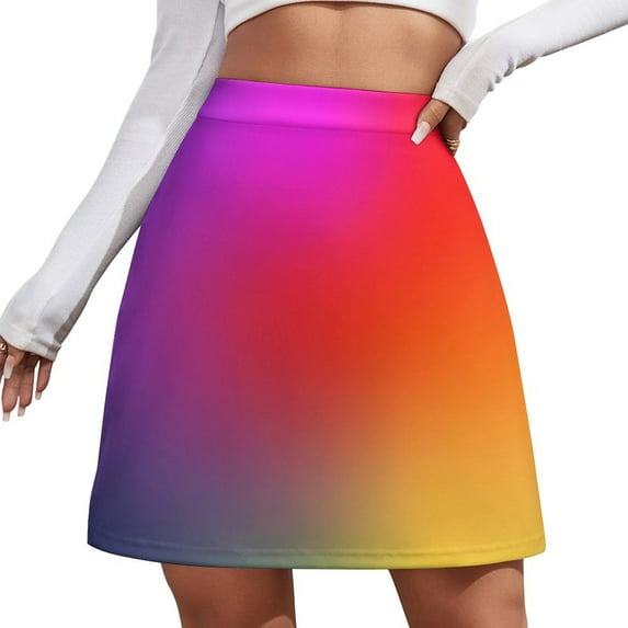 Skirt Female Colorful Print Elegant Mini Skirts High Waist Design Casual Skirt Big Size