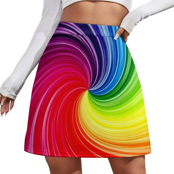 Skirt Female Colorful Print Elegant Mini Skirts High Waist Design Casual Skirt Big Size