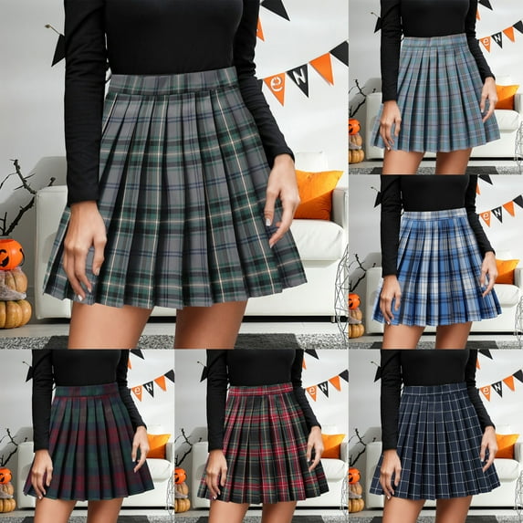 Skirt For Women A skirt New Women'S Plaid High Waisted Half Pleated Skirt Jk Uniform School Uniform Academy Style Performance Short Skirt