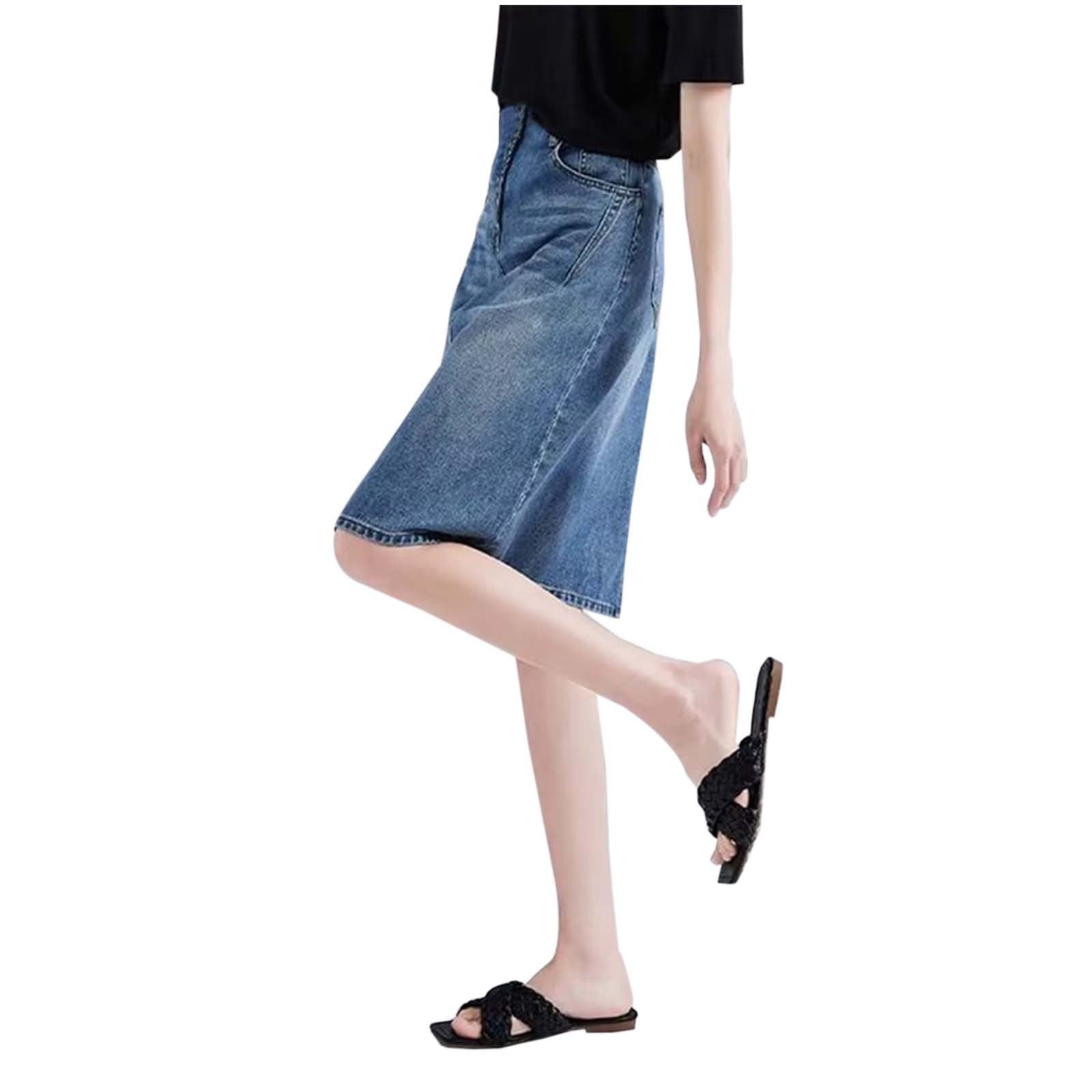 Skirt For Women Vintage High Waisted Denim Skirt Plus Size Casual A ...