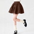 thumbnail image 1 of Skirt For Girls Solid Elastic Waist Skirt Lined Preppy Classroom Style For Ceremony Performance And Daily Wear Classic Daily Look Outfit Brown 11-12 Years, 1 of 7