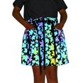 Skirt Hangers Women Glow Rainbow Hip Hop Print Adjustable Waist Zipper