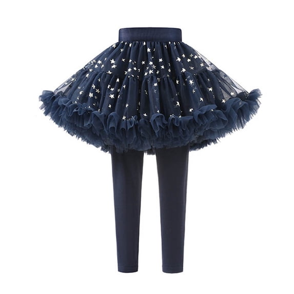 Skirt Leggings for Girls, Cute Tutu Tulle Ruffle Skirted Leggings School Uniform Pants Stretchy Skort Jeggings (1 Years, Blue B)