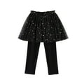 thumbnail image 1 of Skirt Leggings for Girls, Cute Tutu Tulle Ruffle Skirted Leggings School Uniform Pants Stretchy Skort Jeggings (2 Years, Black), 1 of 5