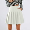 thumbnail image 1 of Skirt Loose Fit Stretch Waist Pleated Skirt Pockets A Line Mini Skirt For Summer Daily Wear Comfortable Flowy Feminine Outfit White L, 1 of 8