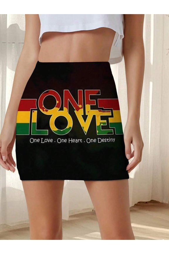 Skirt Multicolor Rasta Print Festival Casual Wear