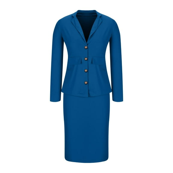 Skirt Set Sevevn 2 Piece Outfits for Women Solid Blazer Jacket Skirts Sets Two Piece Business Formal Suit Sets