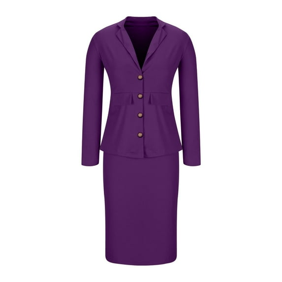 Skirt Set Sevevn 2 Piece Outfits for Women Solid Blazer Jacket Skirts Sets Two Piece Business Formal Suit Sets