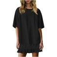 thumbnail image 1 of Skirt Sets Women 2 Piece Outfits Two Piece Lounge Set Travel Vacation Outfits Short Sleeve Crewneck Oversized Tee Shirts Ruffle Mini Skirt, 1 of 5