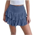 thumbnail image 1 of Skirt Shorts for Women Summer Layered Pleated Flowy Mini Skirt Shirred High Waisted Ruffle Flared Short Skirts, 1 of 9