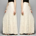 thumbnail image 1 of Skirt Women Lace Double Layer Pleated Long Maxi Skirt Elastic Waist Skirt, 1 of 9