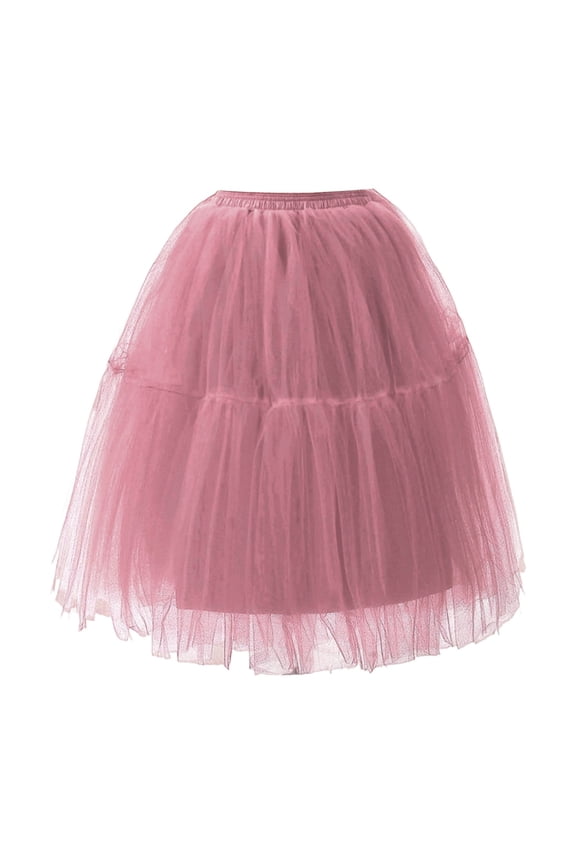 Skirt Women's Layered Skirt Elegant Party Dress High Waist A Line Tutu with Satin Ribbon Solid Above Knee Pink One Size
