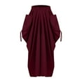 thumbnail image 1 of Skirt for Women Clearance under $5.00 Bohemian Solid Color High-Waist Maxi Midi Skirt Casual Flowy Skirt Red M, 1 of 4
