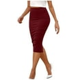thumbnail image 1 of Skirt for Women Elasticated Waist Midi Length Skirts High Waisted Knee Length Summer Stretchy Slimming Skirt Casual Office Work Skirts, 1 of 7