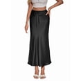 thumbnail image 1 of Skirt for Women Elegant High Waisted A Line Satin Skirts Midi Bodycon Skirt Black S, 1 of 10